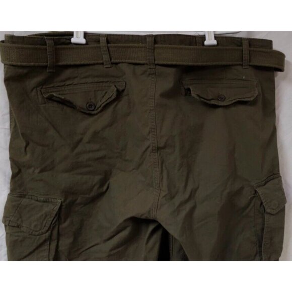 Mutual Weave Mens 48x11 Green Stretch Belted Heavyweight Canvas Cargo Shorts - Picture 9 of 12